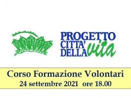 PROGETTO CITTÀ DELLA VITA: IL 24 SETTEMBRE UN CORSO DI FORMAZIONE VOLONTARI